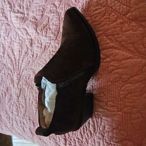 Frye Sacha Moto Shootie Boots Ankle Zip Booties Suede Brown Size 7.5